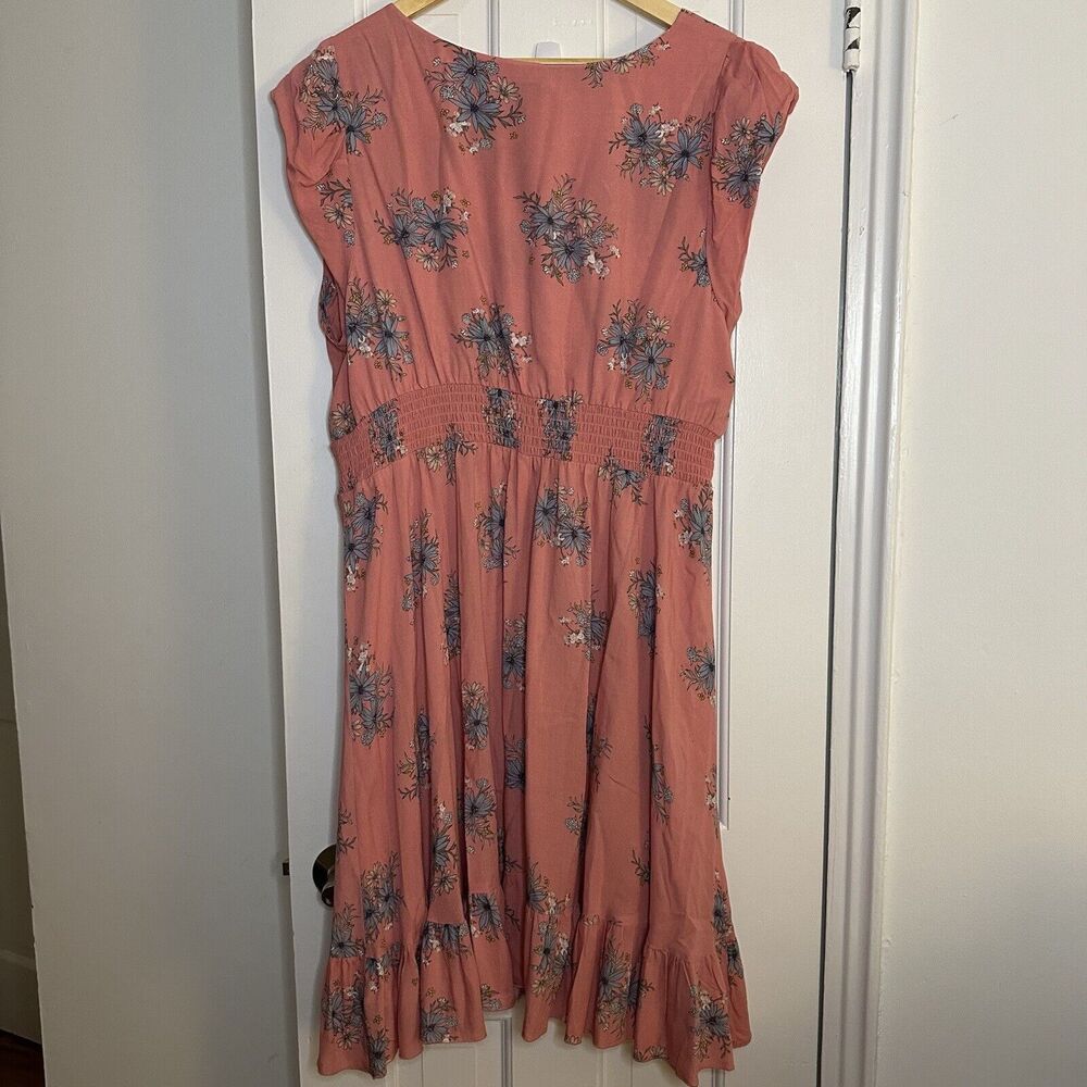TORRID Pink Floral Cap Sleeve Dress in Plus Size 2 Sundress Ruffle Hem - Picture 6 of 8